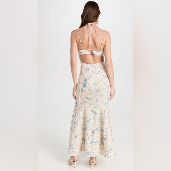 Significant Other Anita Dress Sleeveless Maxi Floral Size 4 Blue Beige - Picture 3 of 16